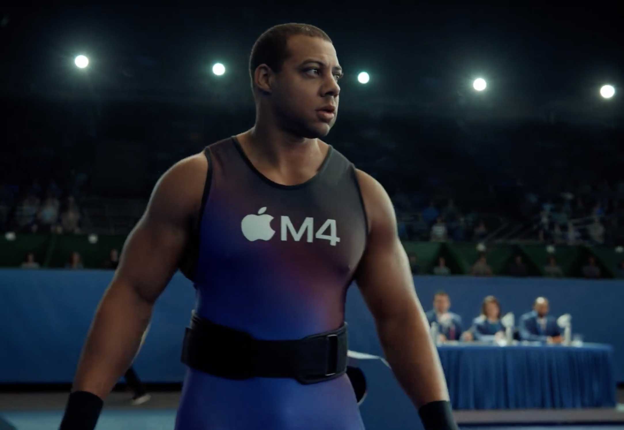 Apple M4 weightlifter commercial Megaforce Electric Theatre Collective | STASH MAGAZINE